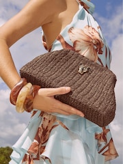 Sjokoladebrun - Lipsy Raffia Brun Clutch-veske - Bilde 1 av 6