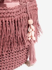 وردي - Lipsy Fringe Raffia Effect Beach Bag - Image 4 of 5