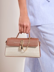 Friends Like These Cream and Tan Mini Top Handle Canvas Bag - Image 1 of 2