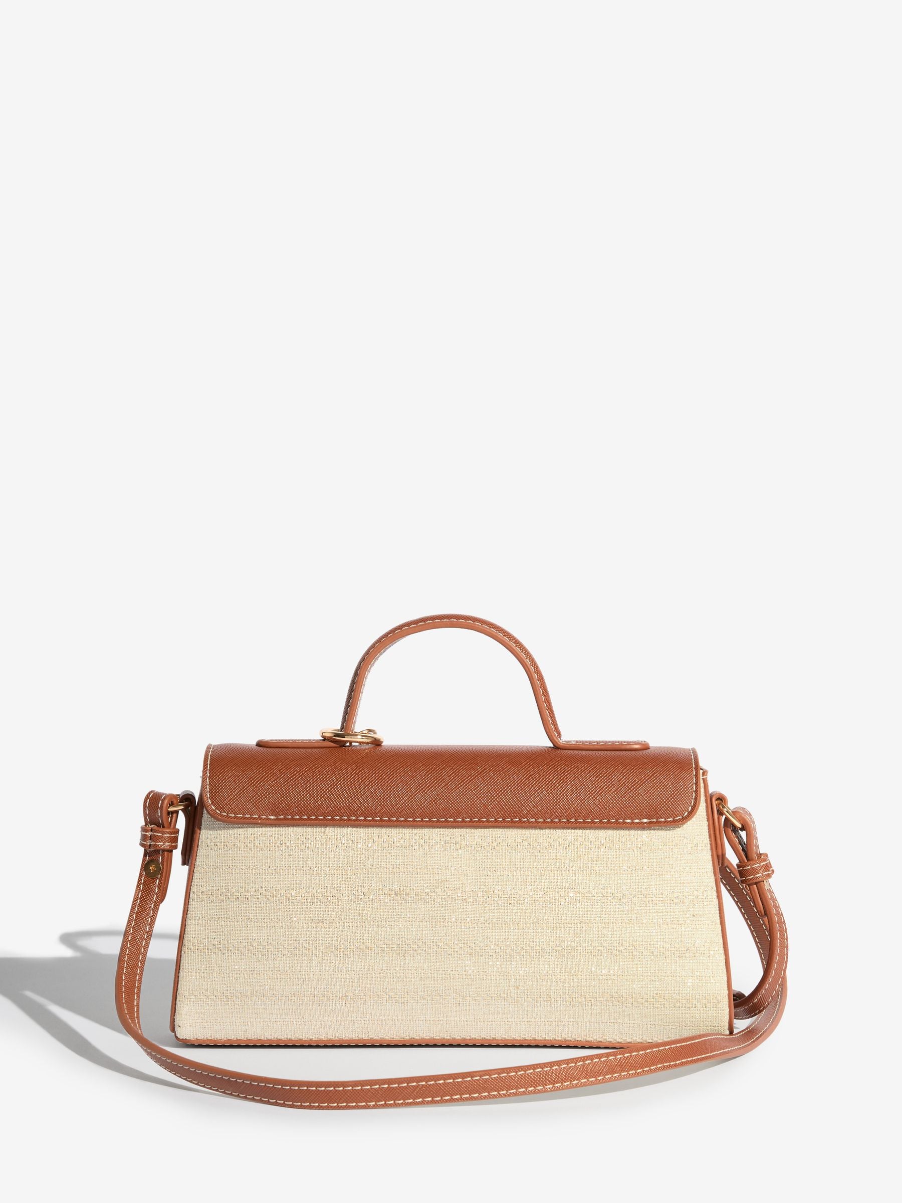 Buy Friends Like These Cream and Tan Mini Top Handle Metallic