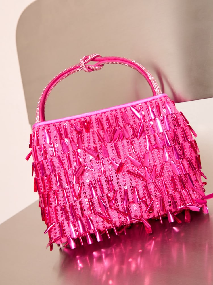 Friends Like These Pink Sequin Top Handle Bag - Image 2 of 2