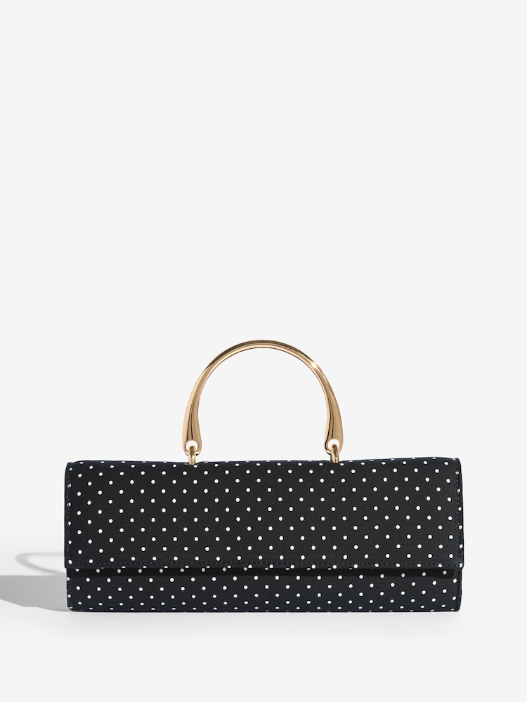 أسود منقط - Friends Like These Top Handle Clutch Bag - Image 1 of 5