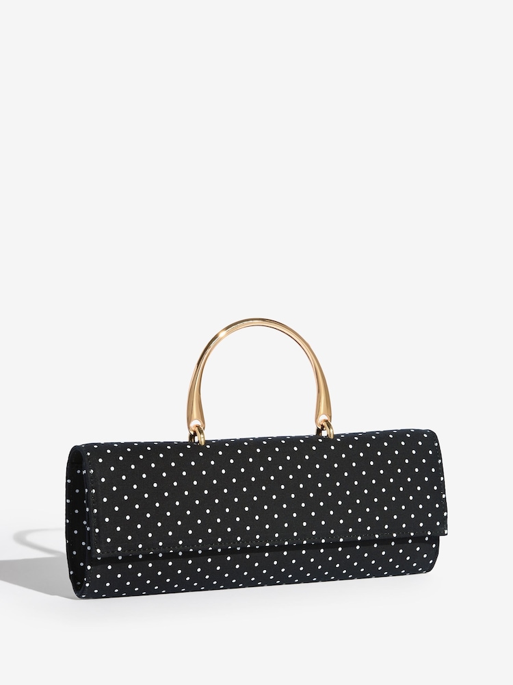 أسود منقط - Friends Like These Top Handle Clutch Bag - Image 2 of 5