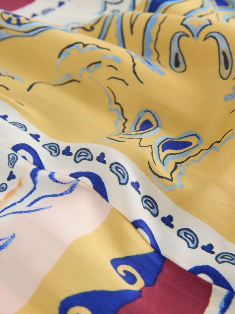 Cream/Blue Print - تنورة ماكسي ستان مطوية - Image 10 of 10