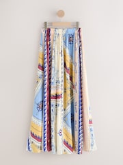 Cream/Blue Print - تنورة ماكسي ستان مطوية - Image 8 of 10