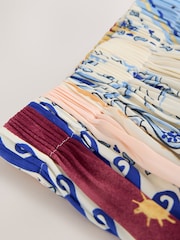 Cream/Blue Print - تنورة ماكسي ستان مطوية - Image 9 of 10