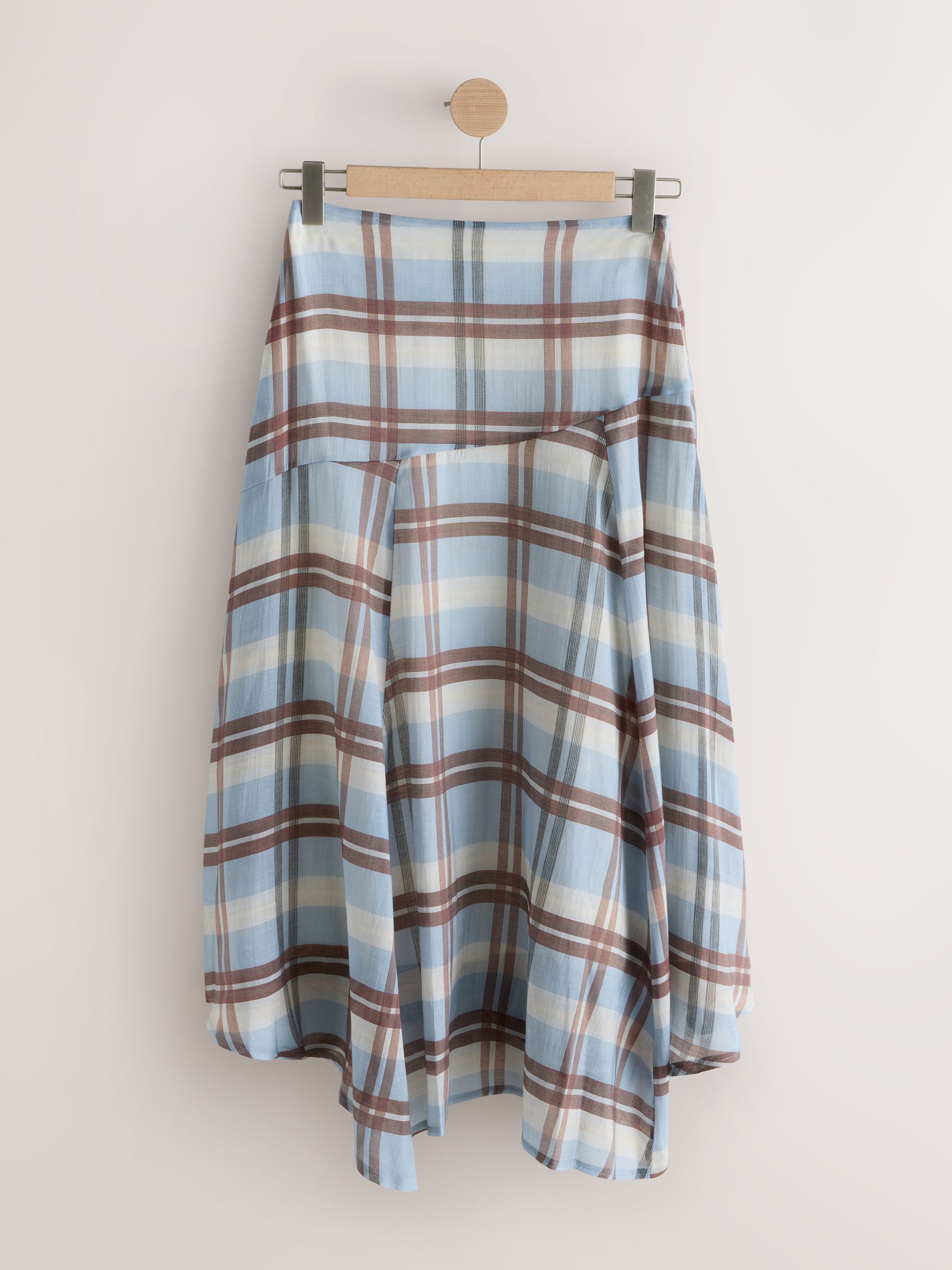 Buy Blue/Brown Check Godet Asymetrical Maxi Skirt from the Next UK