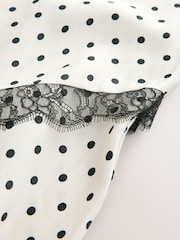 Cream/Black Spot Satin Maxi Skirt With Lace - Image 6 of 8