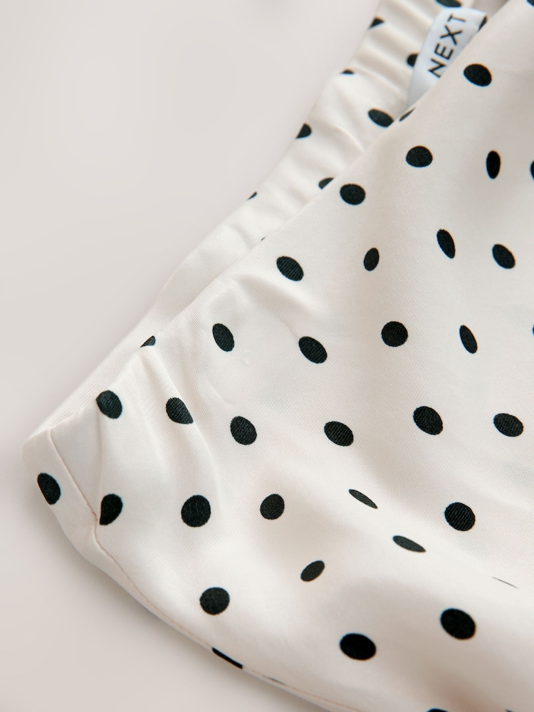 Cream/Black Spot Satin Maxi Skirt With Lace - Image 8 of 8