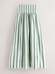 Sage Green Stripe Shirred Maxi Skirt - Image 5 of 7