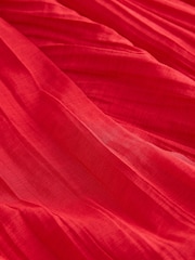 Red Textured Godet Midi Skirt - Image 7 of 7