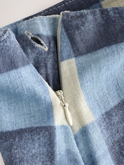 Blue/Ecru Gingham Dropwaist Linen Blend Maxi Skirt - Image 4 of 4