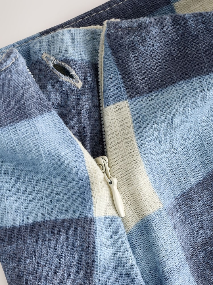 Blue/Ecru Gingham Dropwaist Linen Blend Maxi Skirt - Image 4 of 4