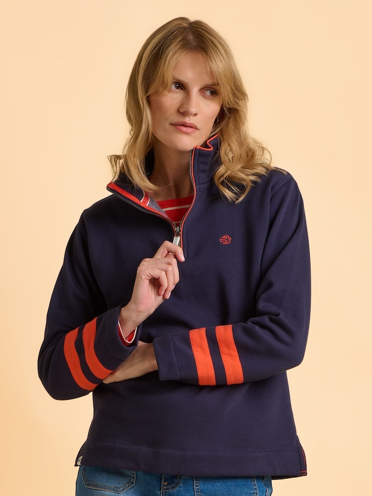 Brakeburn Blue Broadstone Quarter Zip Sweatshirt - Image 1 of 6 Brakeburn Blue Broadstone Quarter Zip Sweatshirt - Image 1 of 6
