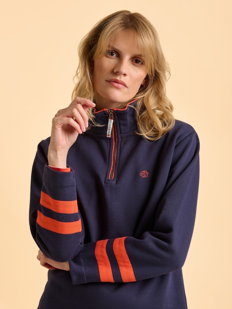 Brakeburn Blue Broadstone Quarter Zip Sweatshirt - Image 2 of 6 Brakeburn Blue Broadstone Quarter Zip Sweatshirt - Image 2 of 6