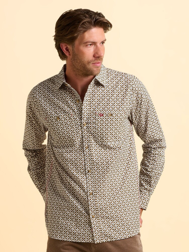 Brakeburn Brown Caldbeck Printed Shirt - Image 1 of 6 Brakeburn Brown Caldbeck Printed Shirt - Image 1 of 6