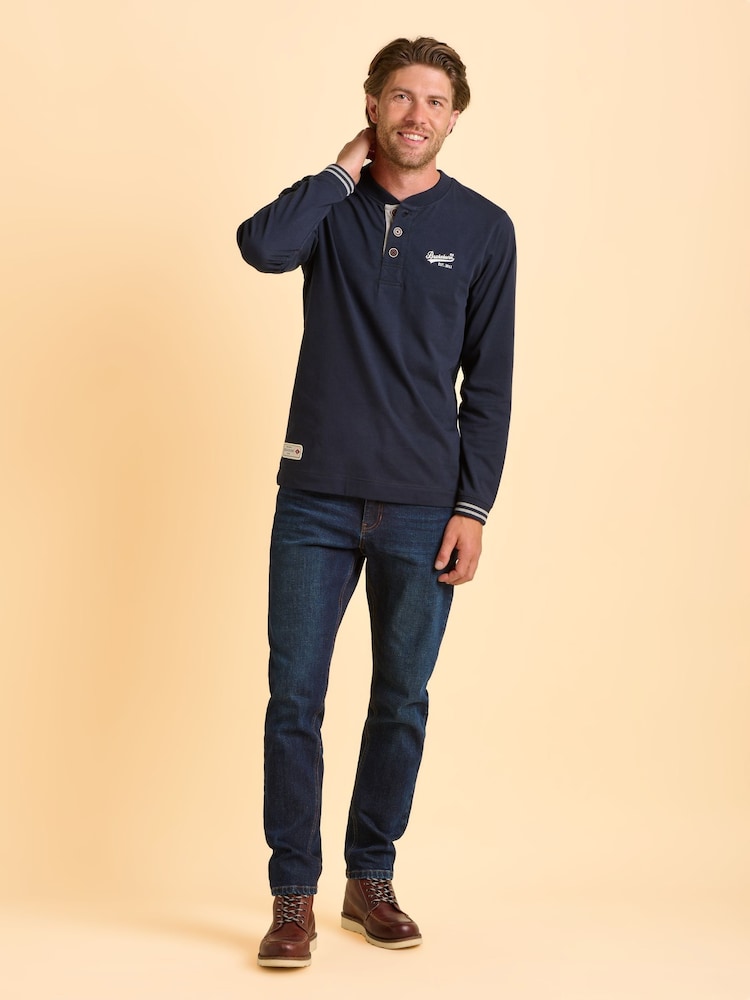 Brakeburn Blue Cheddleton Long Sleeve T-Shirt - Image 2 of 6 Brakeburn Blue Cheddleton Long Sleeve T-Shirt - Image 2 of 6