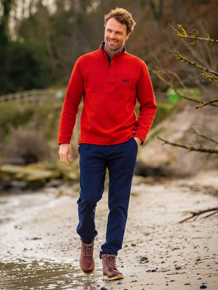 Brakeburn Orange Worbarrow Quarter Zip Sweatshirt - Image 1 of 4