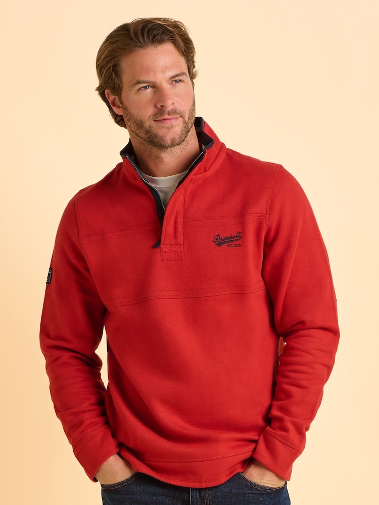 Brakeburn Orange Worbarrow Quarter Zip Sweatshirt - Image 2 of 4