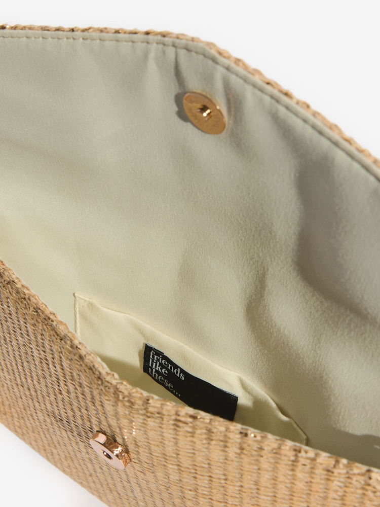 Friends Like These Gold Raffia Envelope Clutch - Image 9 of 9