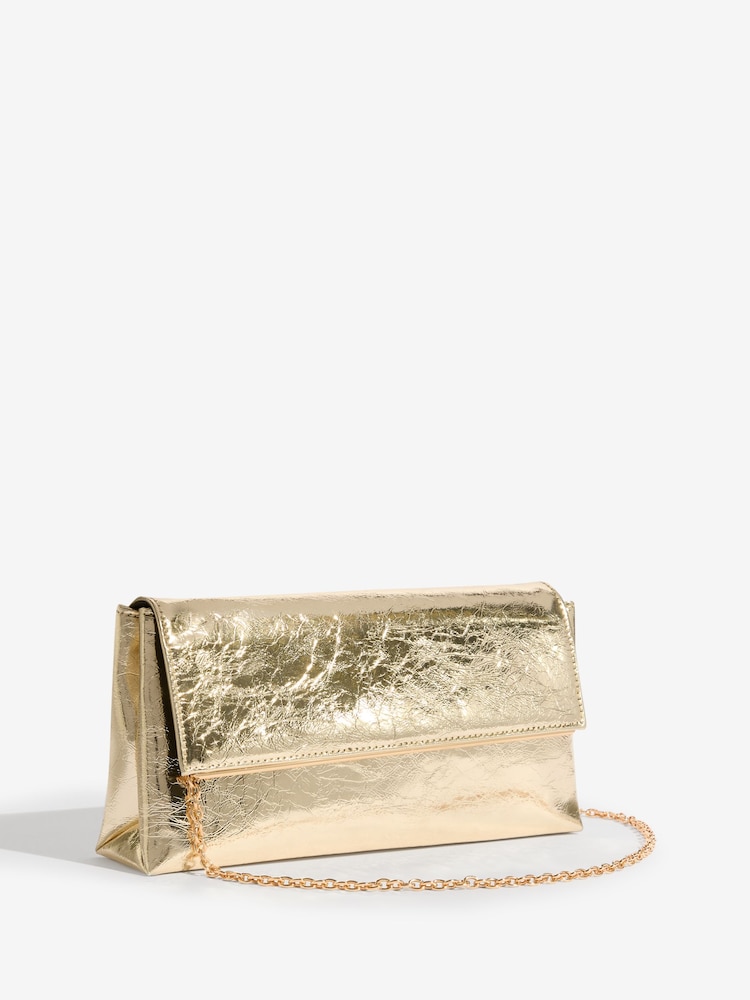 Friends Like These Gold Gold Foldover Clutch Bag - Image 1 of 4 Friends Like These Gold Gold Foldover Clutch Bag - Image 1 of 4