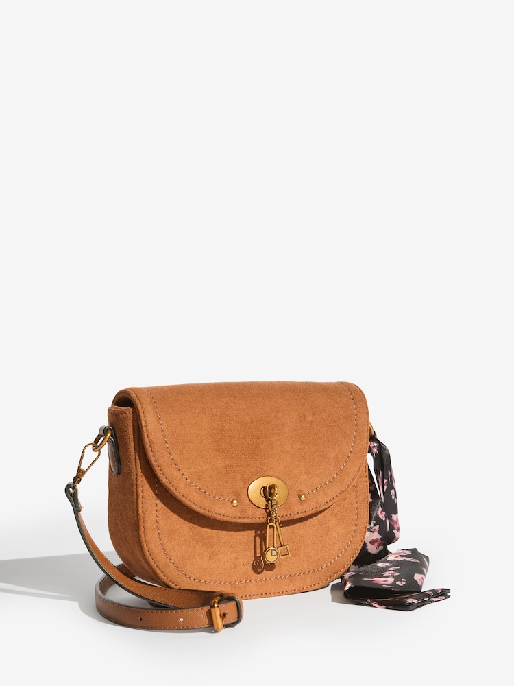 Love & Roses Tan Brown Suedette Saddle Cross-Body Bag - Image 2 of 5 Love & Roses Tan Brown Suedette Saddle Cross-Body Bag - Image 2 of 5