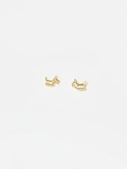 Oliver Bonas Gold Hamish Scottie Dog Gold Plated Stud Earrings - Image 1 of 2