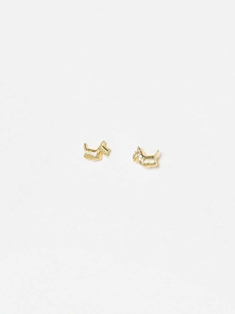 Oliver Bonas Gold Hamish Scottie Dog Gold Plated Stud Earrings - Image 1 of 2