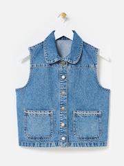 Oliver Bonas Blue Collared Denim Waistcoat - Image 3 of 7