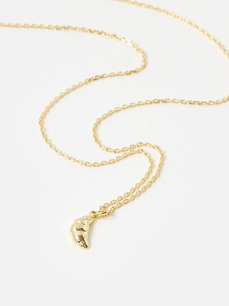 Oliver Bonas Gold Plated Claude Croissant Pendant Necklace - Image 1 of 4