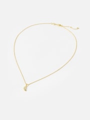 Oliver Bonas Gold Plated Claude Croissant Pendant Necklace - Image 2 of 4