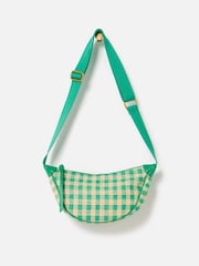 Oliver Bonas Green Betty Checked Straw Weave Belt Bag - Image 1 of 7
