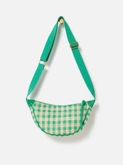 Oliver Bonas Green Betty Checked Straw Weave Belt Bag - Image 2 of 7