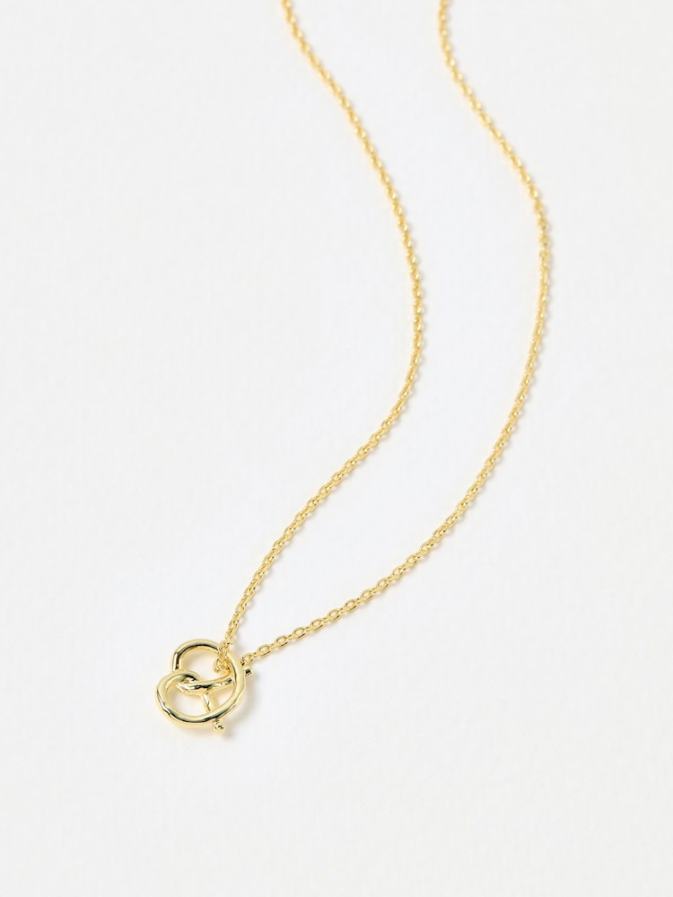Oliver Bonas Gold Parker Pretzel Plated Pendant Necklace - Image 1 of 4