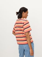Oliver Bonas Orange Chocolate Brown Striped T-Shirt - Image 2 of 7