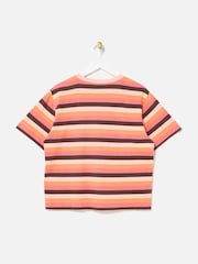 Oliver Bonas Orange Chocolate Brown Striped T-Shirt - Image 4 of 7