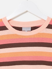 Oliver Bonas Orange Chocolate Brown Striped T-Shirt - Image 5 of 7