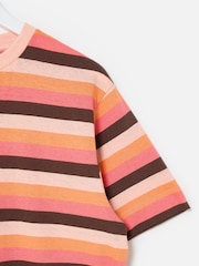 Oliver Bonas Orange Chocolate Brown Striped T-Shirt - Image 6 of 7