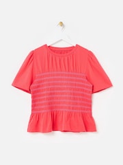 Oliver Bonas Red Shirred Bodice T-Shirt - Image 3 of 7
