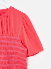 Oliver Bonas Red Shirred Bodice T-Shirt - Image 5 of 7