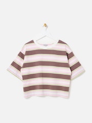 Oliver Bonas Pink Chocolate Brown Striped T-Shirt - Image 3 of 7