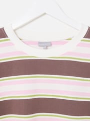 Oliver Bonas Pink Chocolate Brown Striped T-Shirt - Image 5 of 7