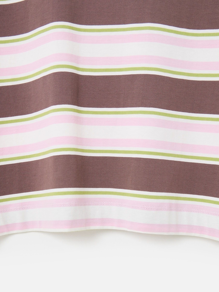 Oliver Bonas Pink Chocolate Brown Striped T-Shirt - Image 7 of 7 Oliver Bonas Pink Chocolate Brown Striped T-Shirt - Image 7 of 7
