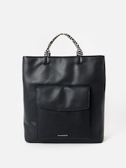 Oliver Bonas Black Jackie Leopard Print Strap Backpack - Image 2 of 7