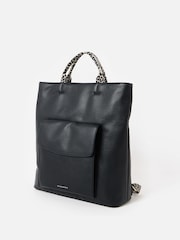 Oliver Bonas Black Jackie Leopard Print Strap Backpack - Image 3 of 7