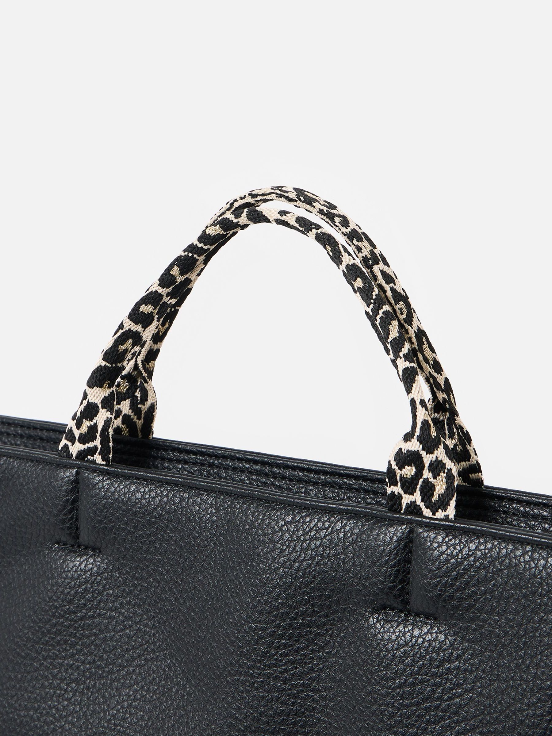 Buy Oliver Bonas Black Jackie Leopard Print Strap Backpack from