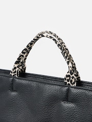 Oliver Bonas Black Jackie Leopard Print Strap Backpack - Image 5 of 7