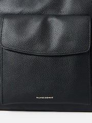 Oliver Bonas Black Jackie Leopard Print Strap Backpack - Image 6 of 7