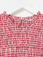 Oliver Bonas Gingham Shirred Bodice Puff Sleeve Midi Dress - Imagem 3 de 7