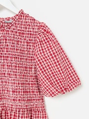 Oliver Bonas Gingham Shirred Bodice Puff Sleeve Midi Dress - Imagem 4 de 7